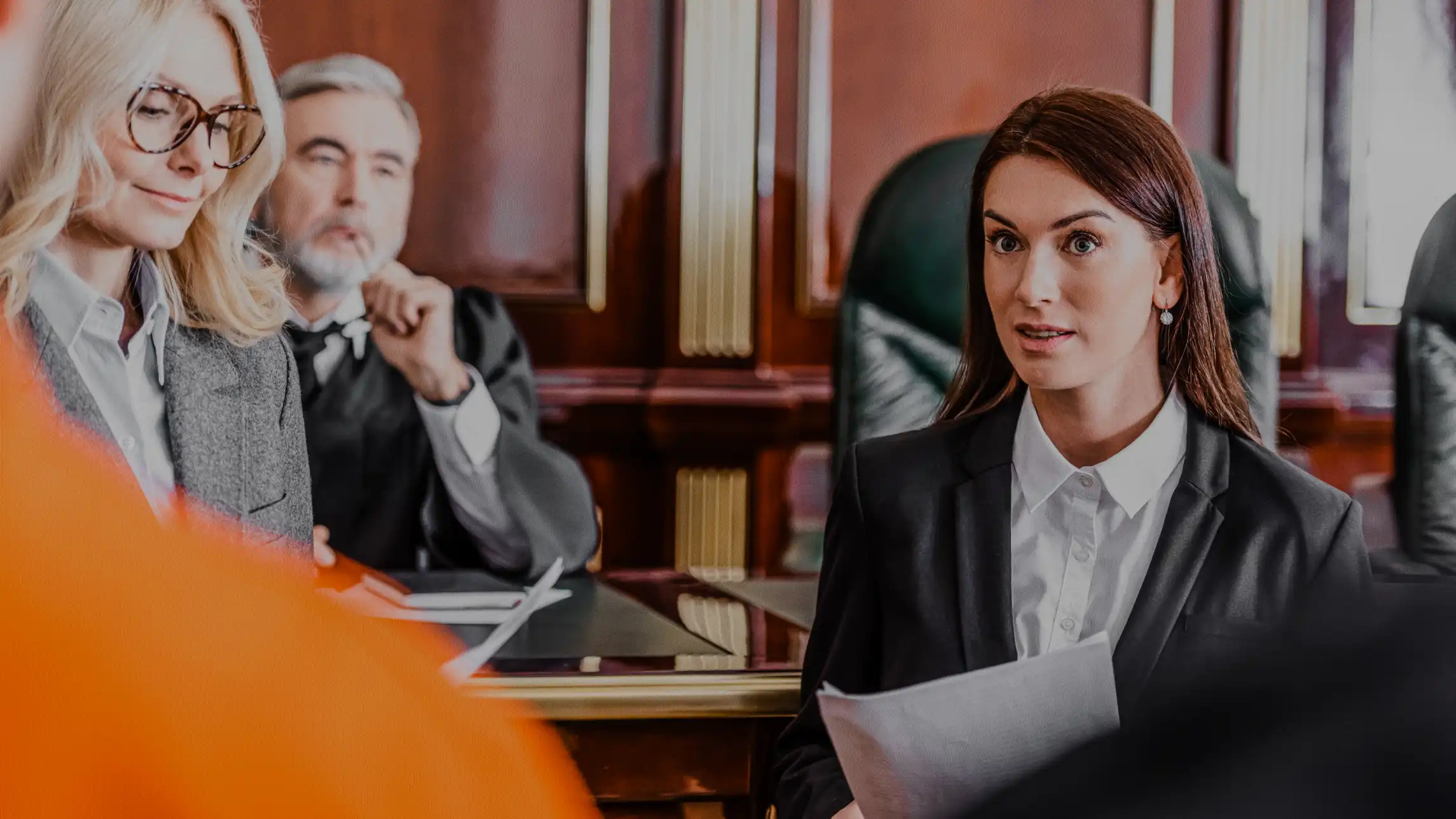 Prosecution addressing a criminal in court before judge