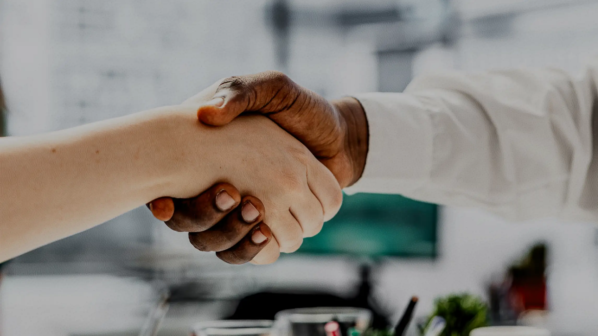 Shaking hands in office