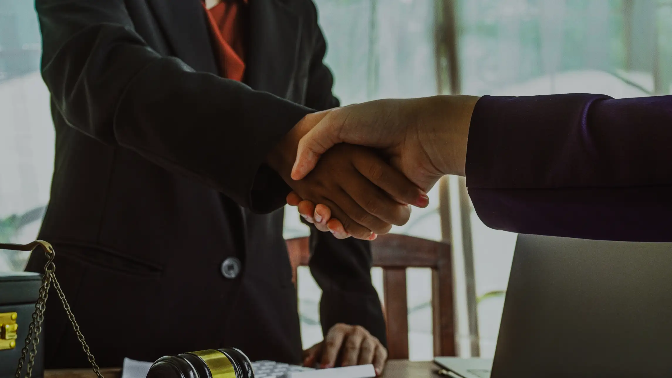 Shaking hands in office